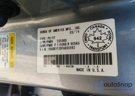 2015 Acura Tlx из США, поврежденный, VIN 19UUB1F39FA800982